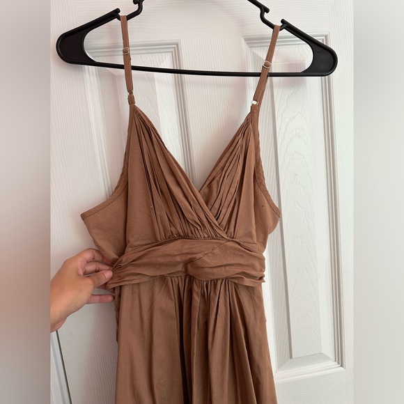 Gap Women’s 12 Petite Midi Tan Dress Pockets 100% Cotton - Picture 8 of 11